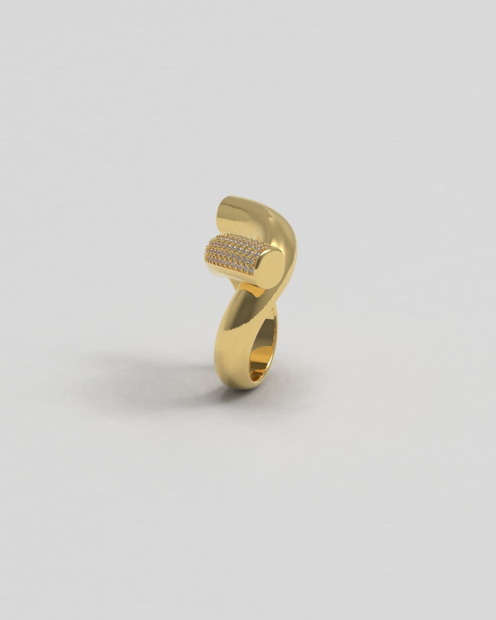 Rose Paved 14K Gold Ring w. Diamonds