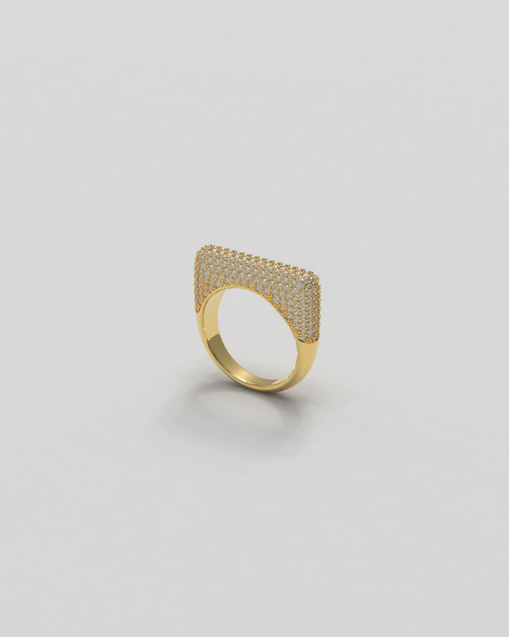 Sculpt Slim Paved 18K Gold Ring w. Diamonds
