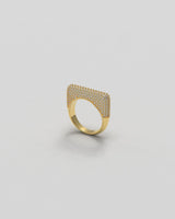 Sculpt Slim Paved 18K Gold Ring w. Diamonds