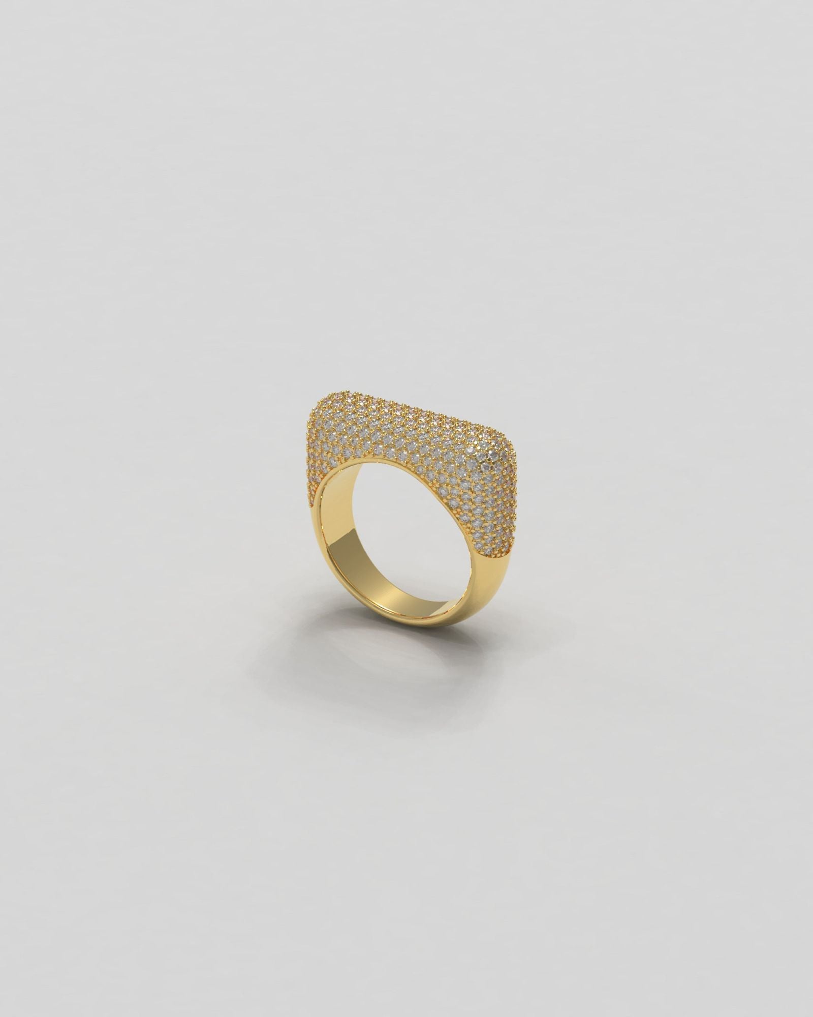 Sculpt massiver Pavé Goldring aus 18K mit Diamanten
