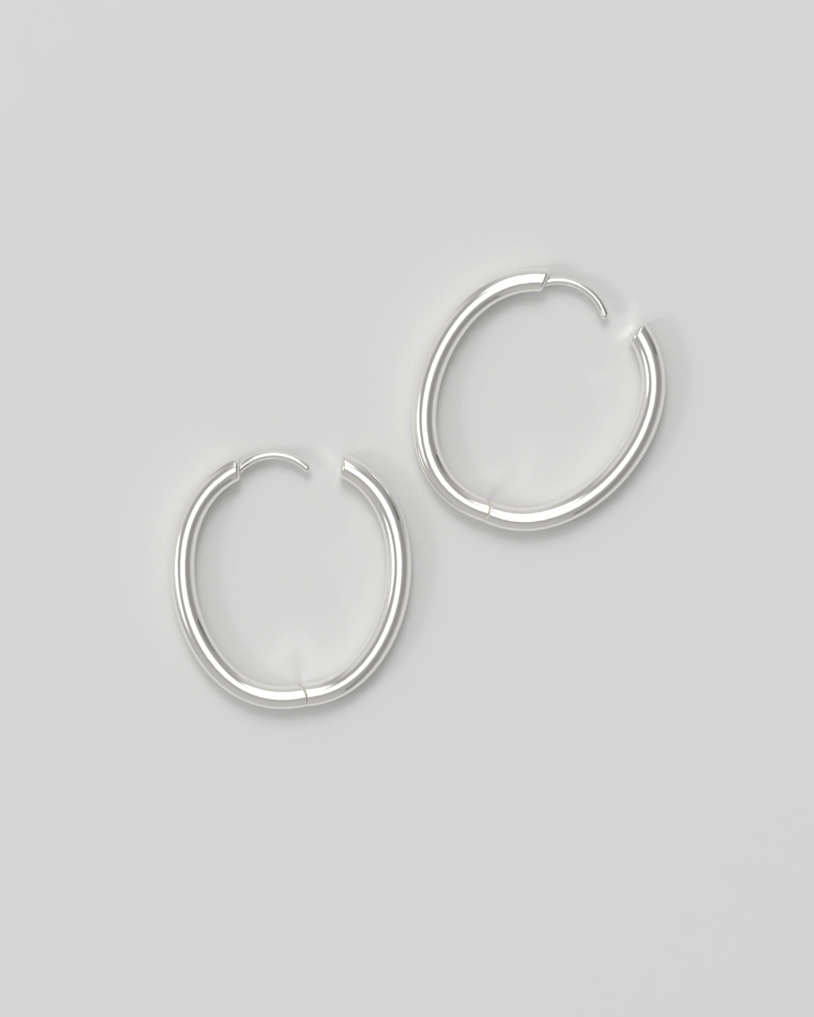 Slim Large Silver Hoops