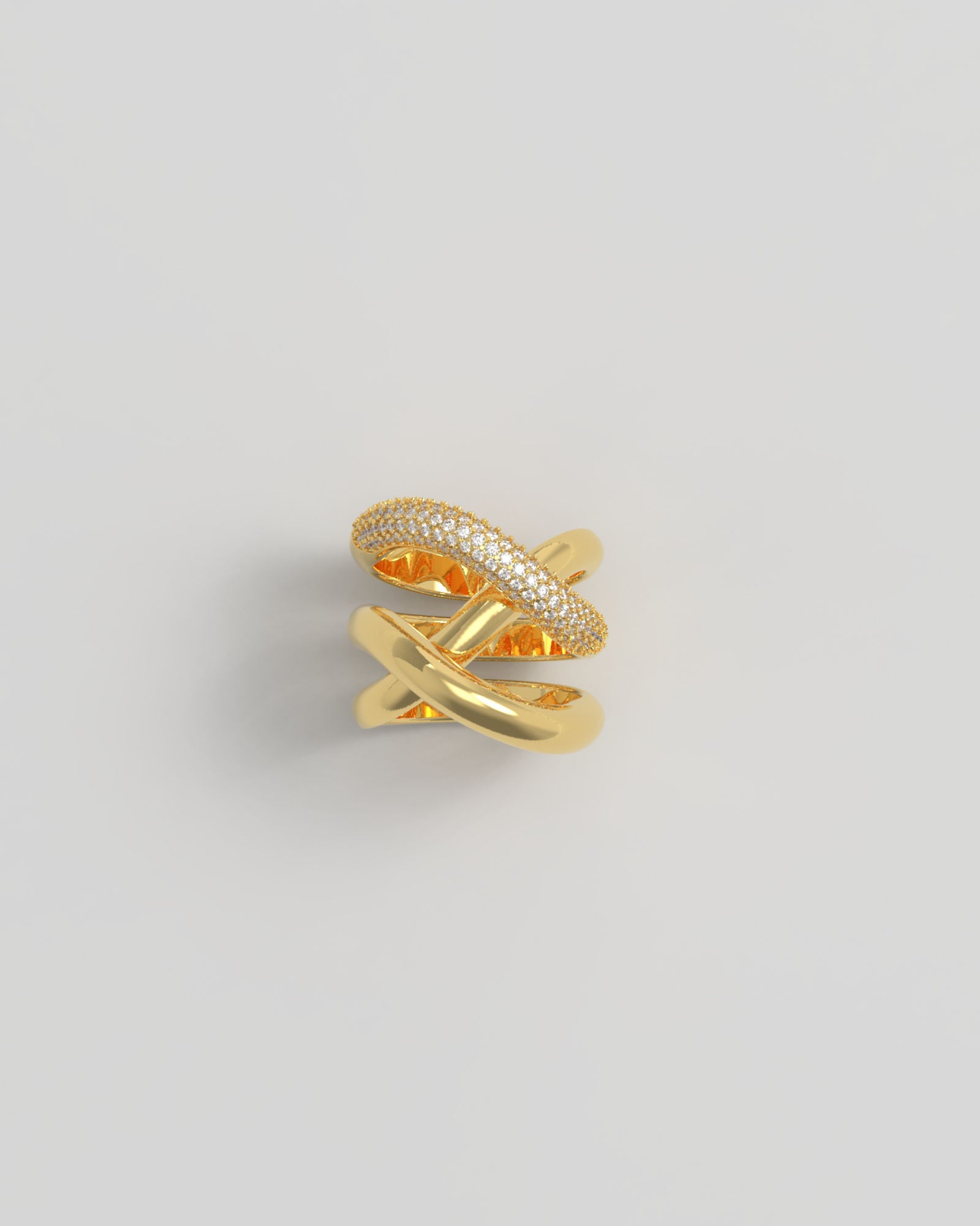 Thorn Triple Pave 14K Gold Ring w. Diamonds