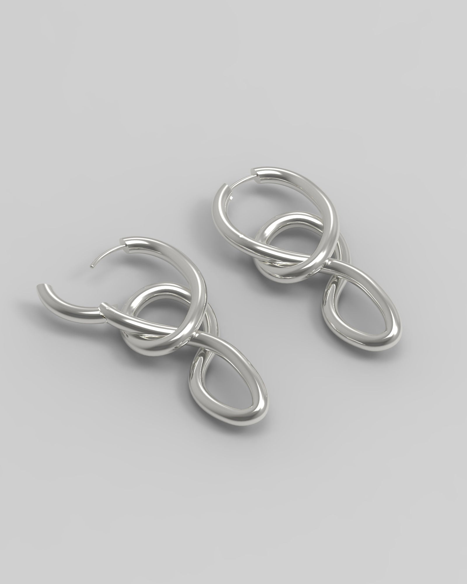 Twirl Silver Hoops