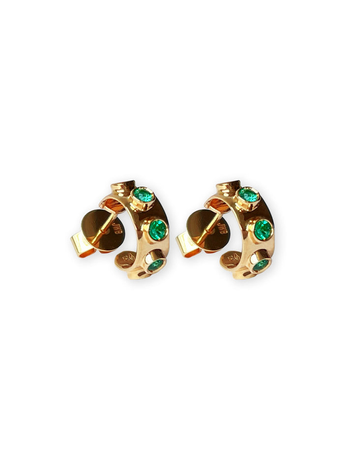 Jabbar 18K Gold Earrings w. Emeralds