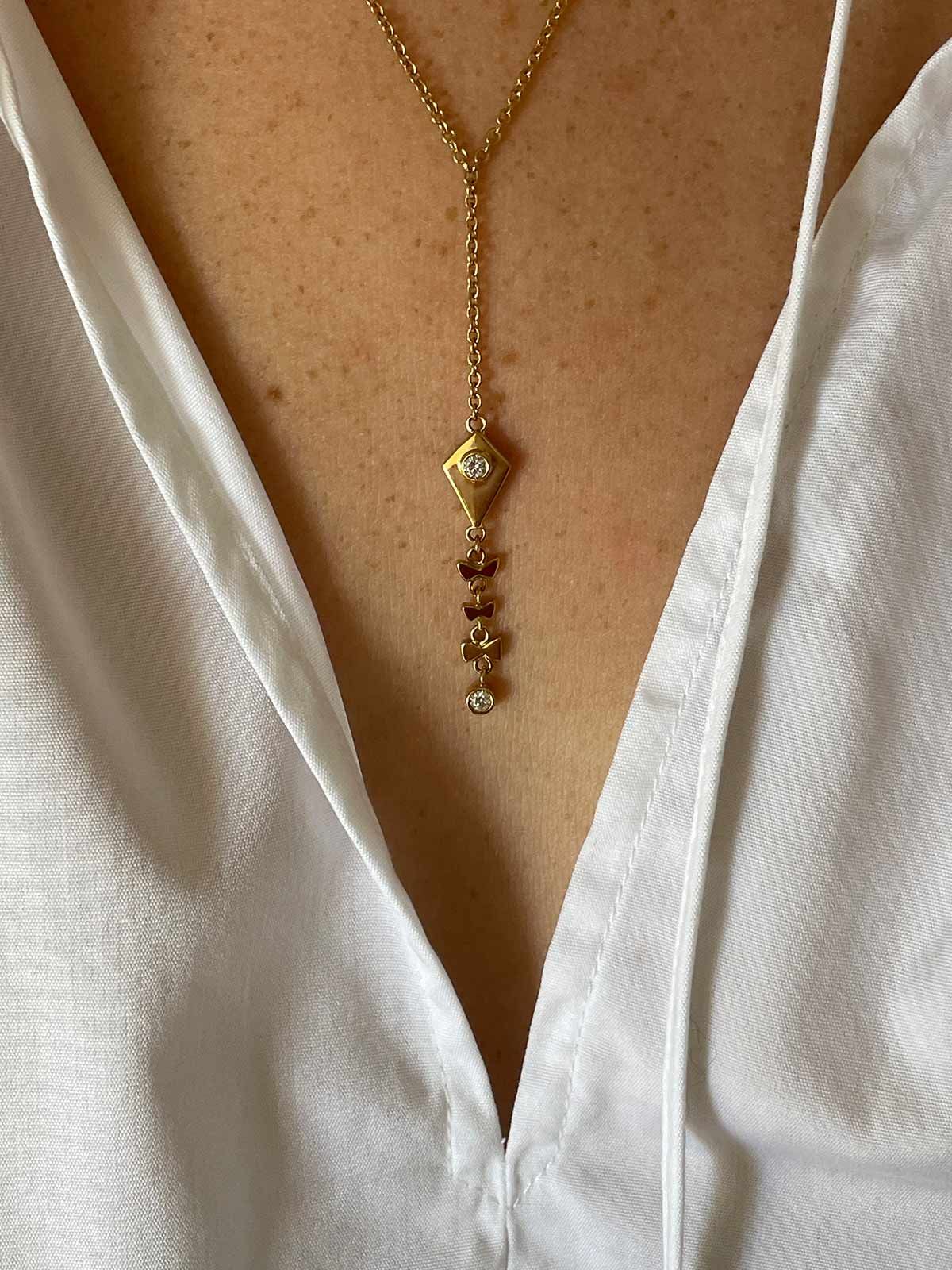 Kite 18K Rosegold Necklace w. Diamonds