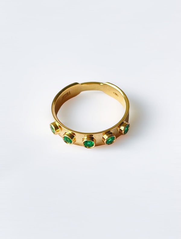 Jabbar 18K Gold Ring w. Emeralds