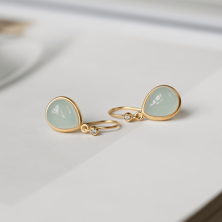 Paloma Aqua Blue Gold Ohrringe plattierte Ohrringe