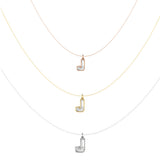 Alphabet 18K Gold, Rosegold or Whitegold Inital J Pendant w. Solitaire Lab-Grown Diamond