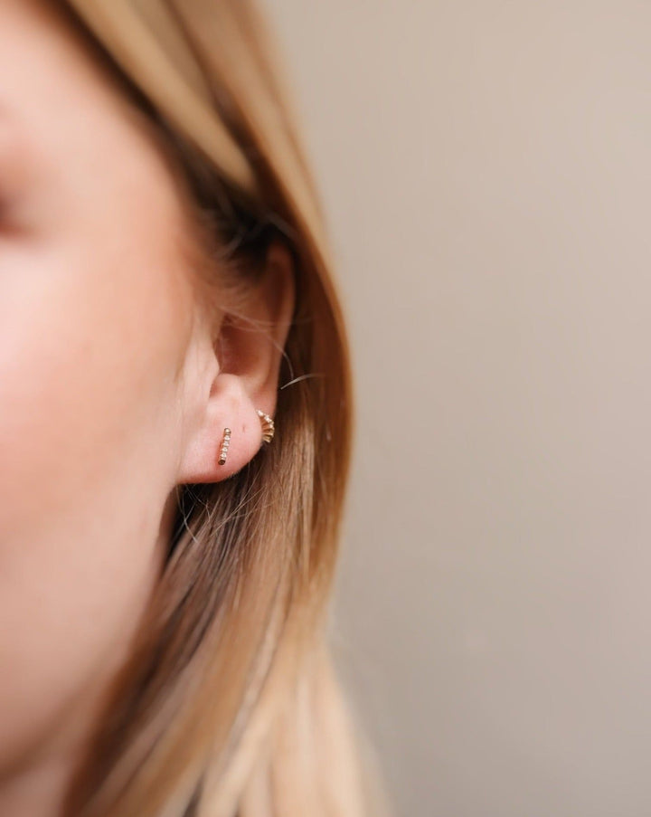 Jade Petite 18K Gold, Whitegold or Rosegold Stud w. Diamonds