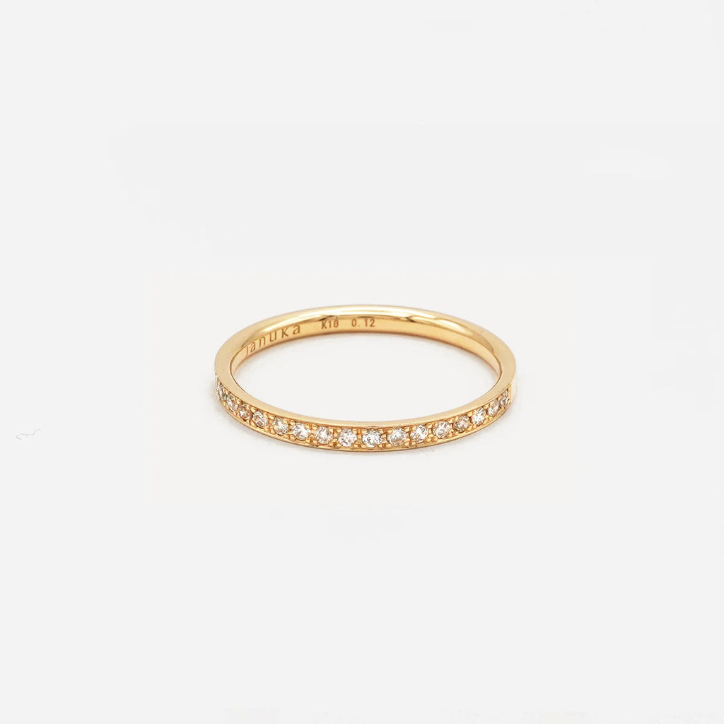 Band Beside Half Eternity 10K or 18K Gold Ring w. Diamonds