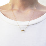 Band 10K Gold Necklace w. White Quartz