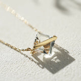 Band 10K Gold Necklace w. White Quartz