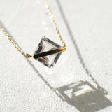 Band 10K Gold Necklace w. White Quartz