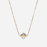 Band 10K Gold Necklace w. White Quartz