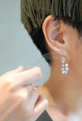 Natural 18K Gold Earring w. Akoya Pearl