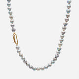 Natural B 18K Gold Necklace w. Akoya Pearl & Diamond