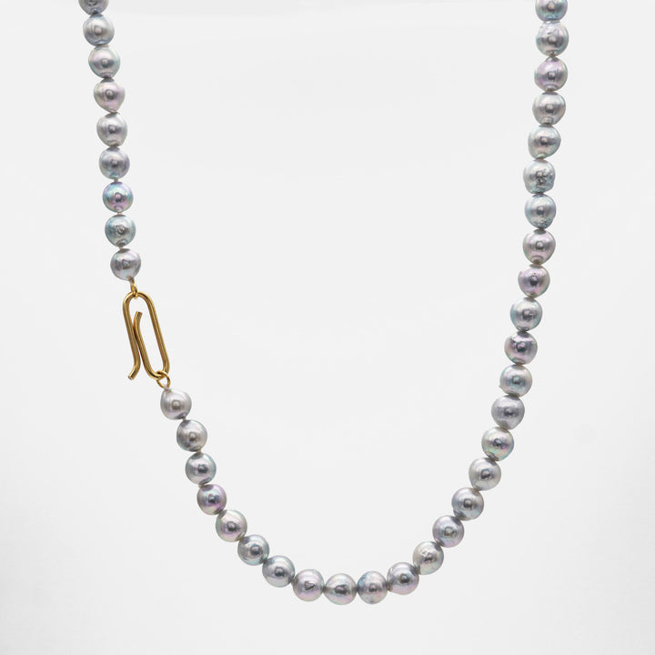 Naturlig C 18k Guld Halskæde m. Akoya Perler & Diamant