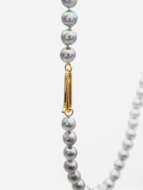 Natural C 18K Gold Necklace w. Akoya Pearl & Diamond