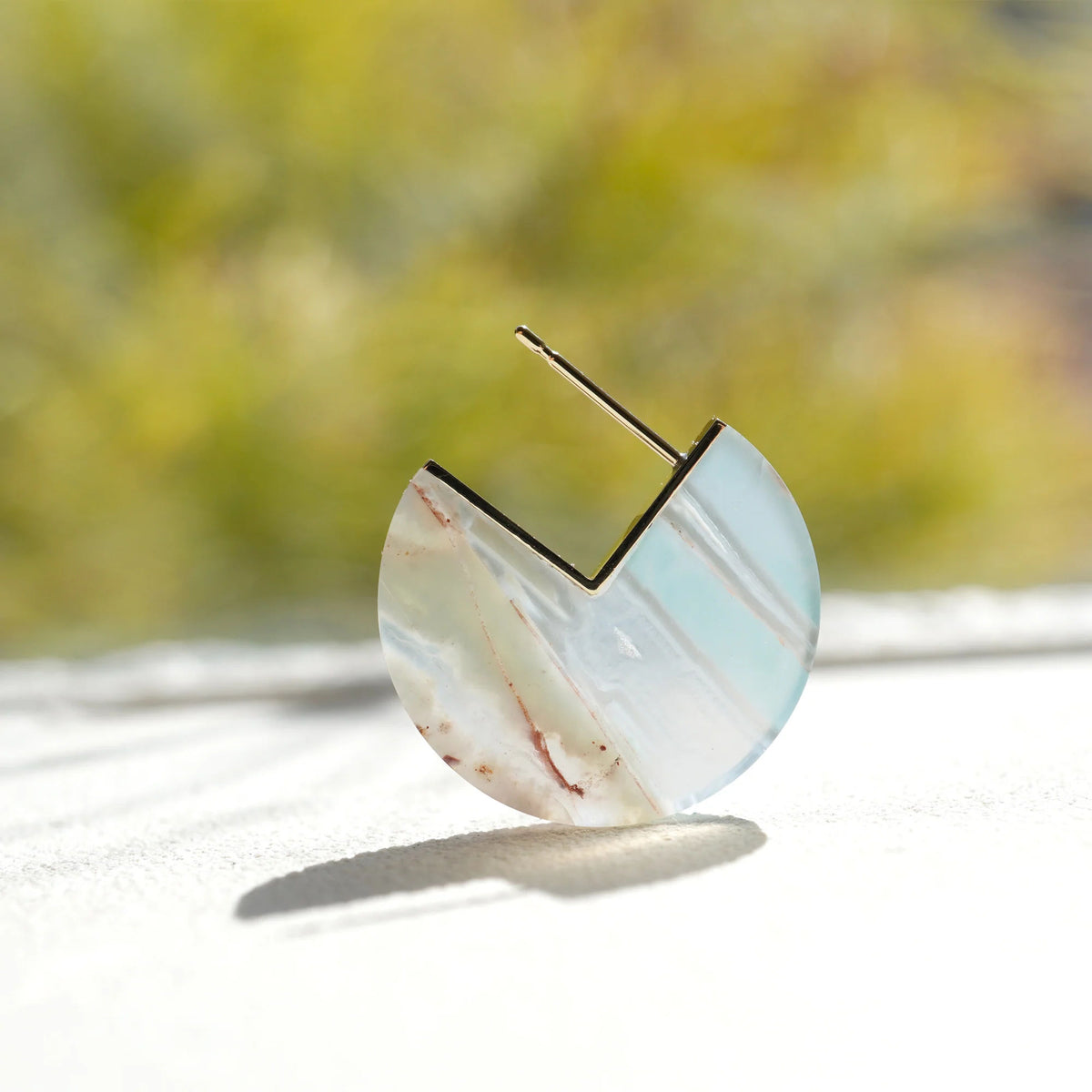 Slice 10K & 18K Gold Earring w. Chrysoprases