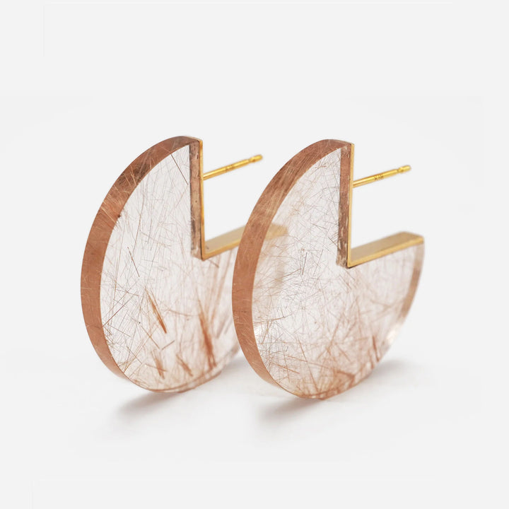 Slice 18K & 10K Gold Ohrringe w. Rutil Quarz