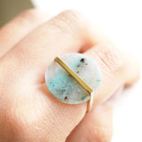 Slice 10K Gold Ring w. Aquaprase
