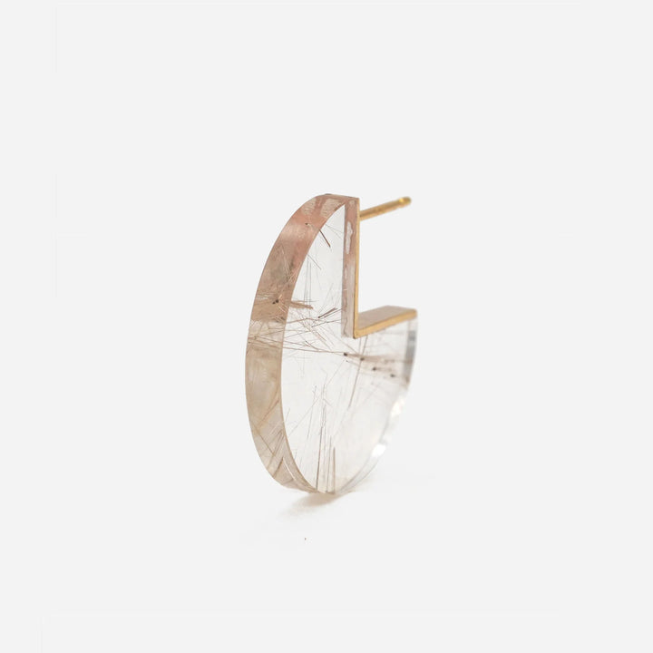 Slice 18K & 10k Gold Ohrring w. Rutil Quarz