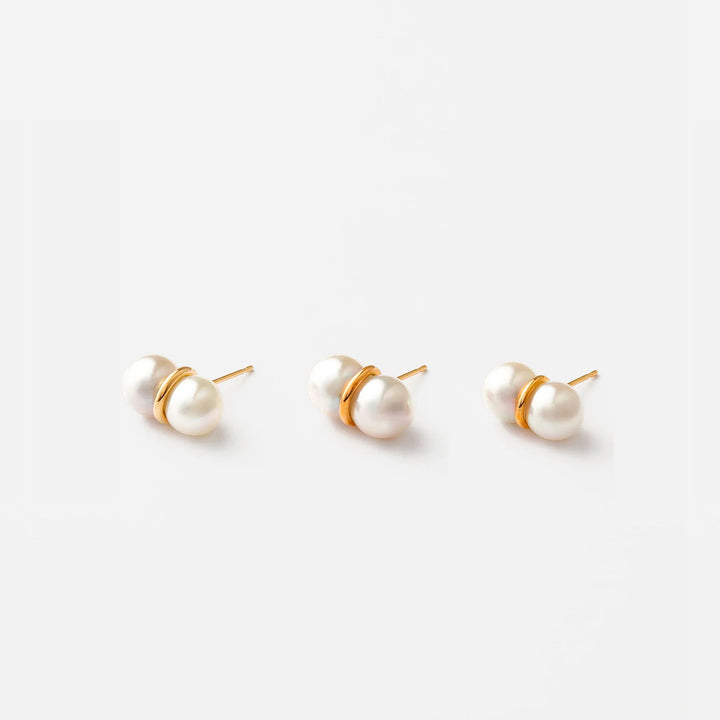 Twin Perle L 18K Guld Ørering