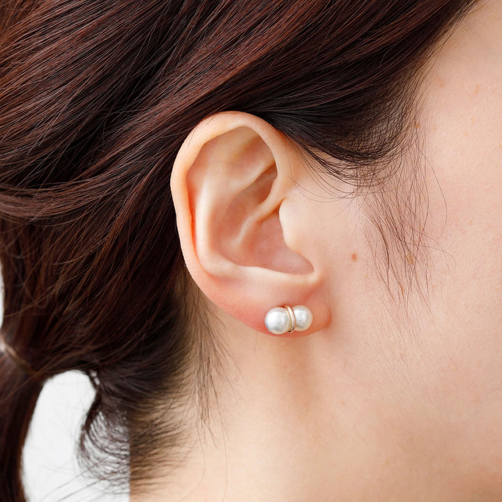 Twin Perle L 18K Guld Ørering