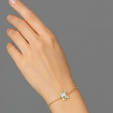 Alfabet Bogstav K 18K Guld, Rosaguld eller Hvidguld Armbånd m. Solitaire Lab-Grown Diamant