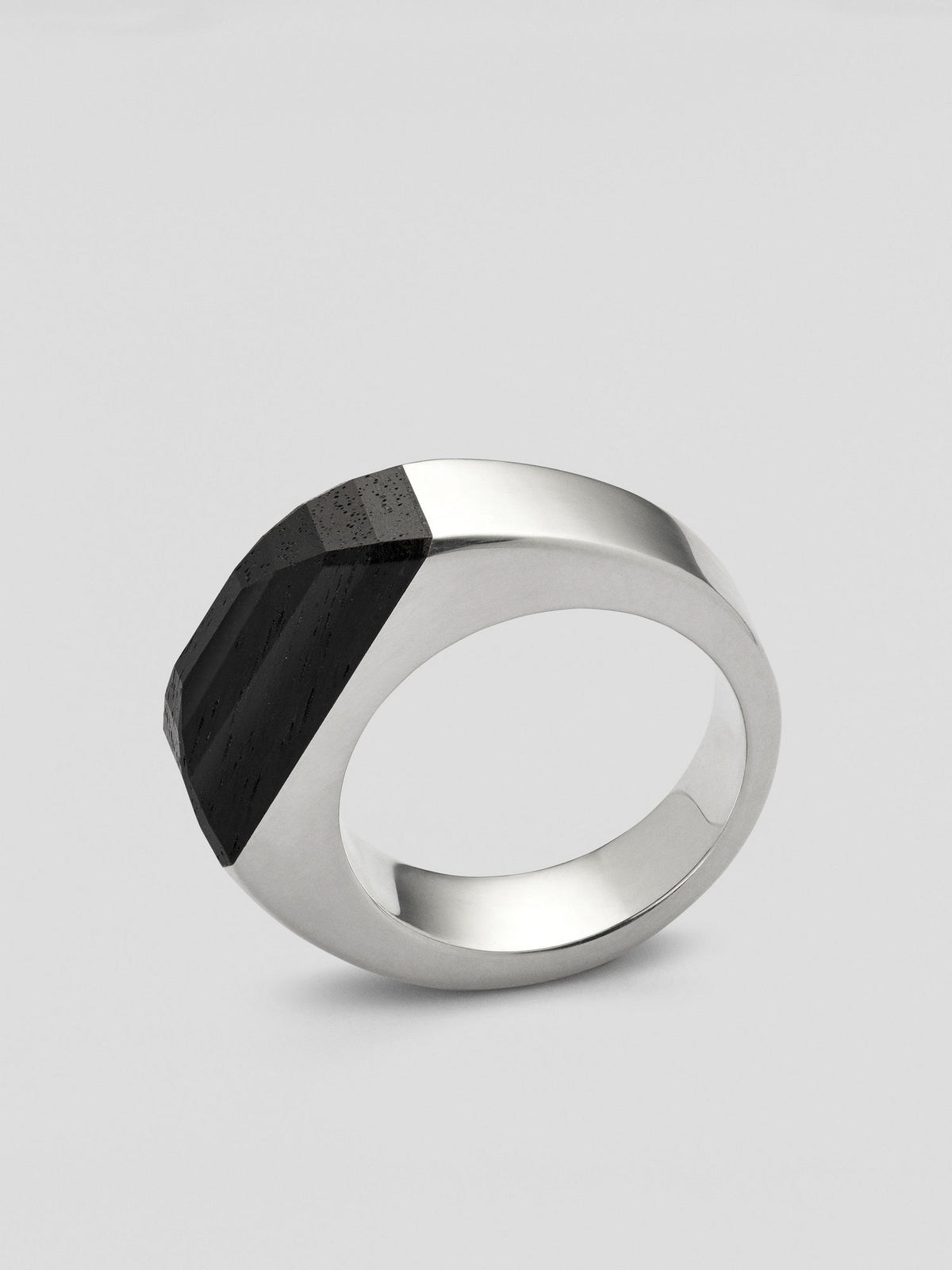 Bond Silver Ring w. Mpingo Wood