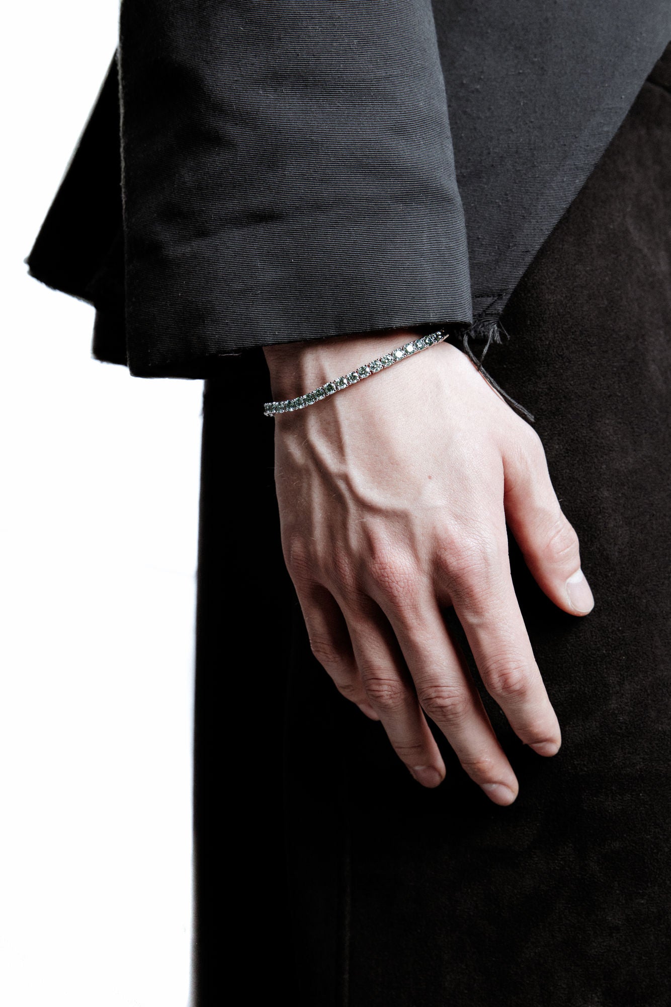 4mm Tennis Aqua Green Rhodium Plated Bracelet w. Moissanites