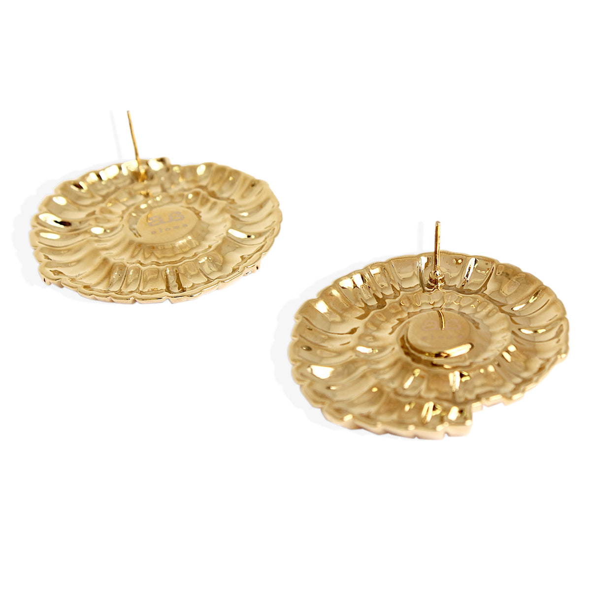 Große goldene goldene Ohrringe w. Zirkonia