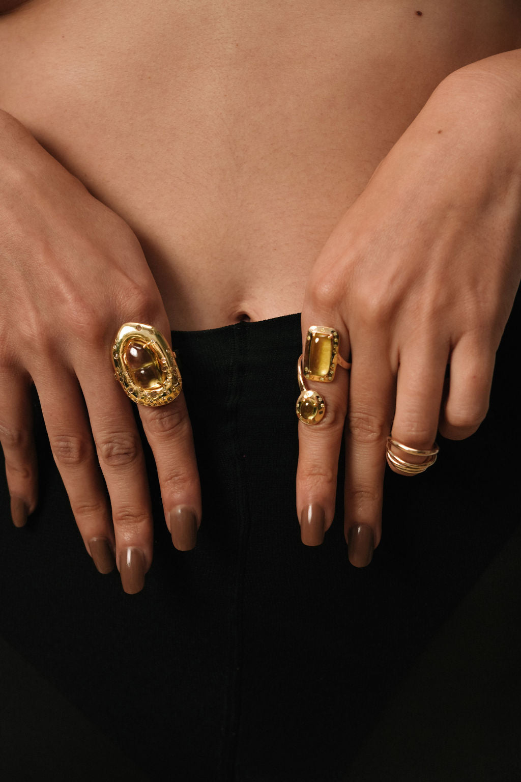 La Maharani Cocktail Vermeil Ring m. Kvarts & Diamant