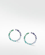 Rainbow Veto Aqua Sølv Øreringe m. Lab-Grown Diamant, Safir & Smaragd