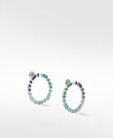 Rainbow Veto Aqua Sølv Øreringe m. Lab-Grown Diamant, Safir & Smaragd