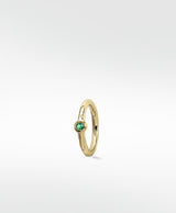 Simple Solitaire 14K Gold Earring w. Emerald