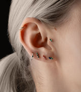 Simple Solitaire 14K Hvidguld Ørering m. Smaragd