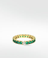 Veto Lux Eternity 14K Gold Ring w. Lab-Grown Diamond & Emeralds