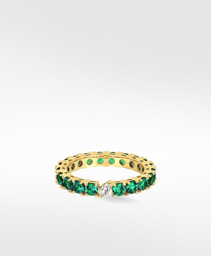 Veto Lux Eternity 14K Gold Ring w. Lab-Grown Diamond & Emeralds