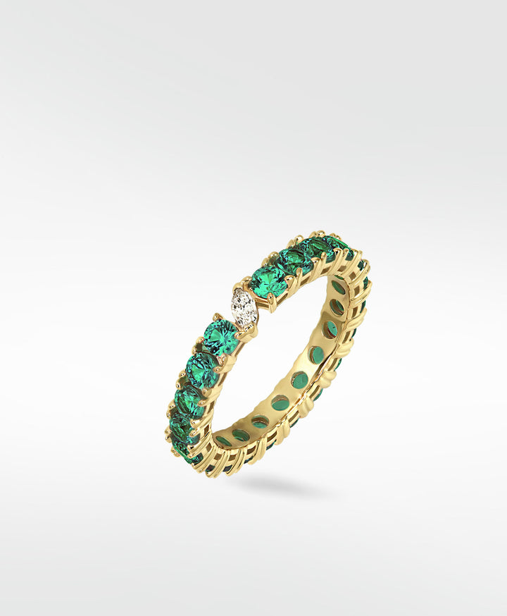 Veto Lux Eternity 14K Gold Ring w. Lab-Grown Diamond & Emeralds