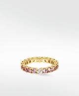 Veto Lux Eternity 14K Gold Ring w. Lab-Grown Diamond & Pink Sapphires