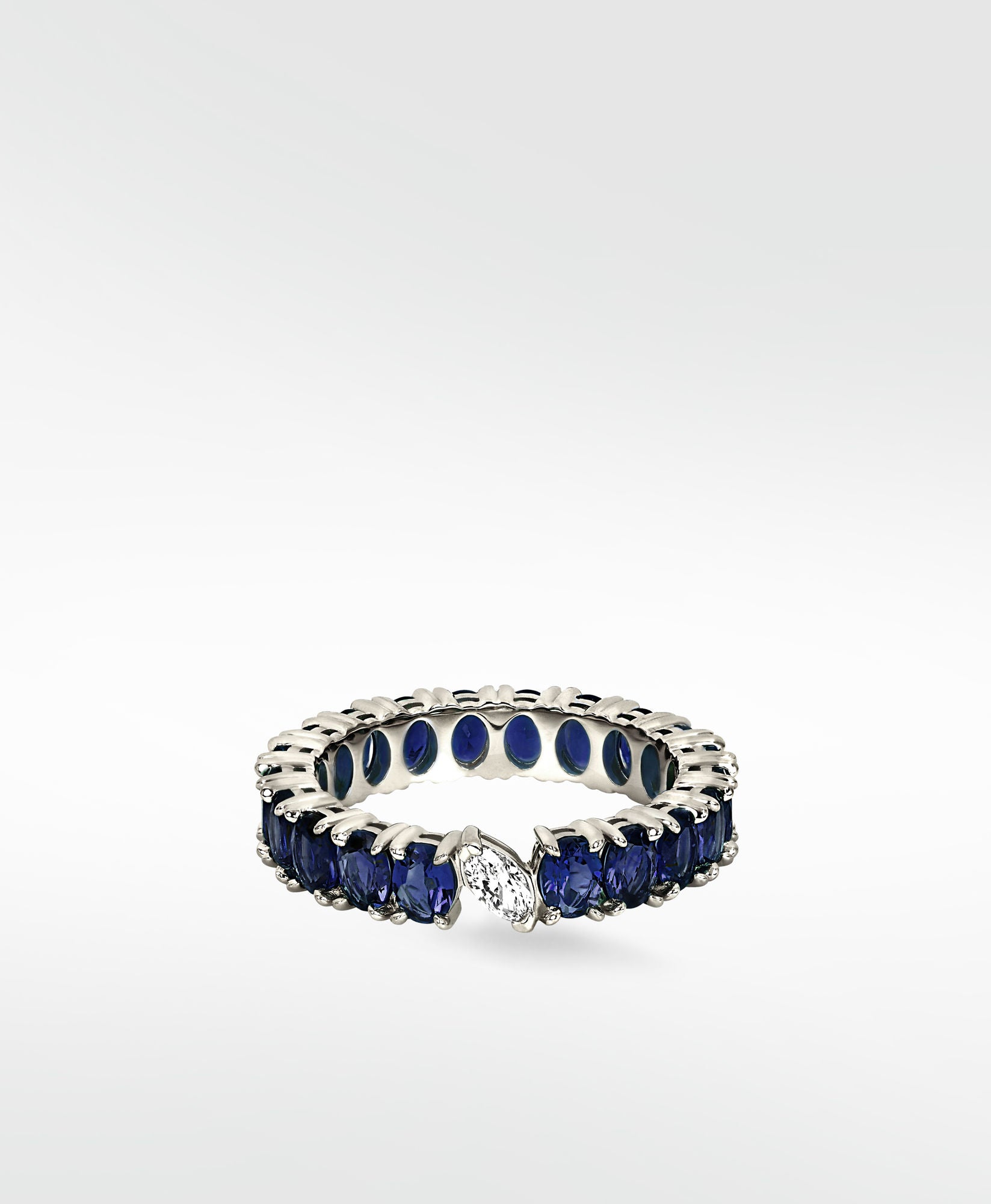 Veto Lux Eternity 14K Whitegold Ring w. Lab-Grown Diamond & Blue Sapphires