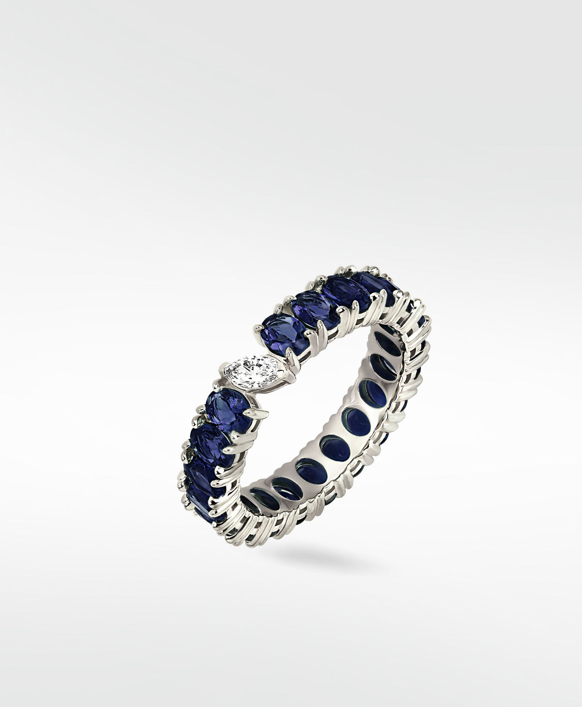 Veto Lux Eternity 14K Whitegold Ring w. Lab-Grown Diamond & Blue Sapphires
