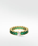 Veto Lux Eternity 14K Gold Ring w. Lab-Grown Diamond & Emeralds