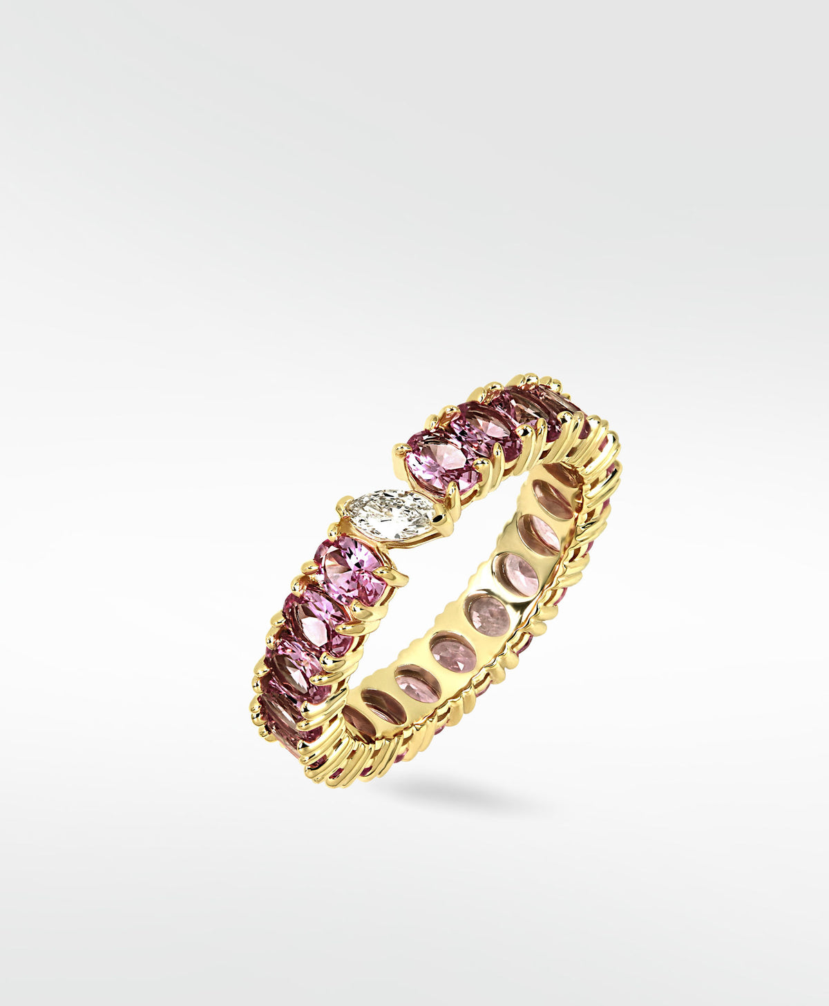 Veto Lux Oval Eternity 14K Gold Ring w. Lab-Grown Diamond & Sapphire