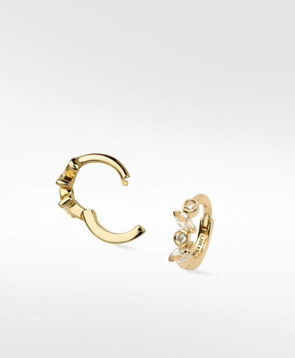 Veto Small 14K Guld Hoop m. Lab-Grown Diamanter & Safirer