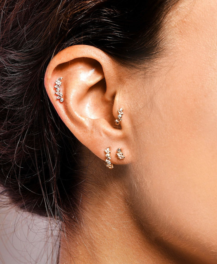 Veto groß 14k Whitegold Hoop w. Diamanten und Saphire im Laborgewachsen