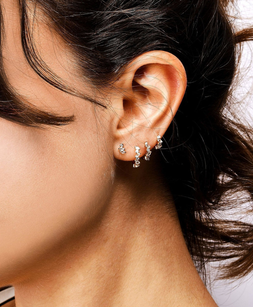 Veto Large 14K Hvidguld Hoop m. Lab-Grown Diamanter & Safirer