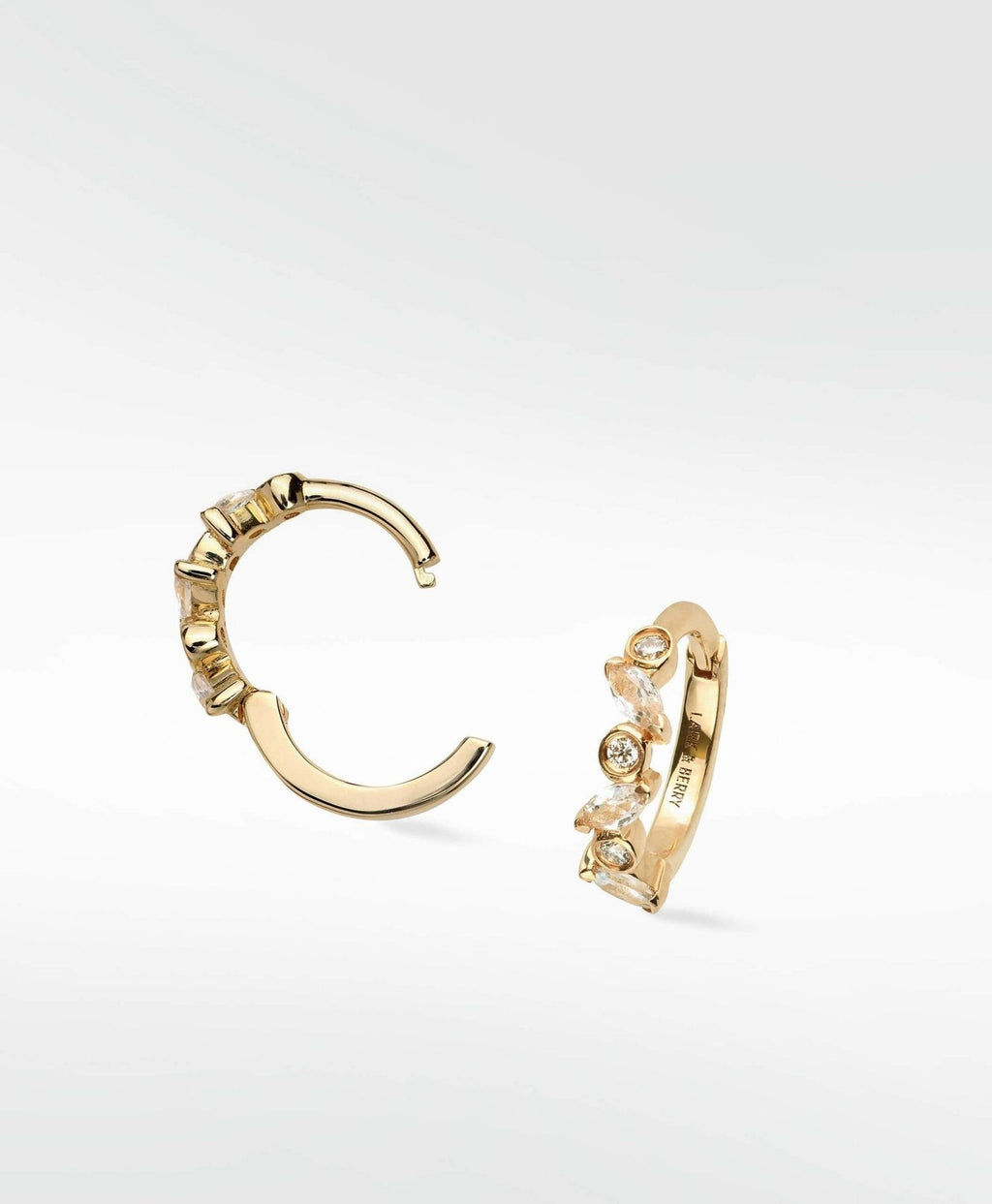 Veto Medium 14K Guld Hoop m. Lab-Grown Diamanter & Safirer