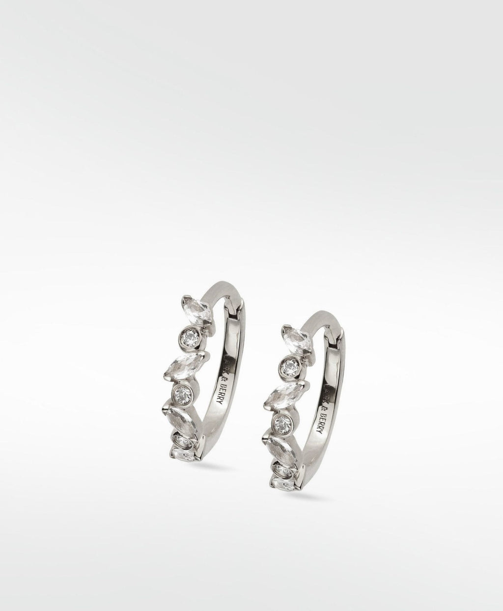 Veto Large 14K Hvidguld Hoop m. Lab-Grown Diamanter & Safirer